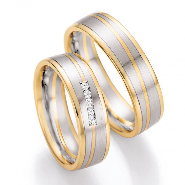 Trauringe Weiss-Gelbgold von Ruesch 66/42030-060